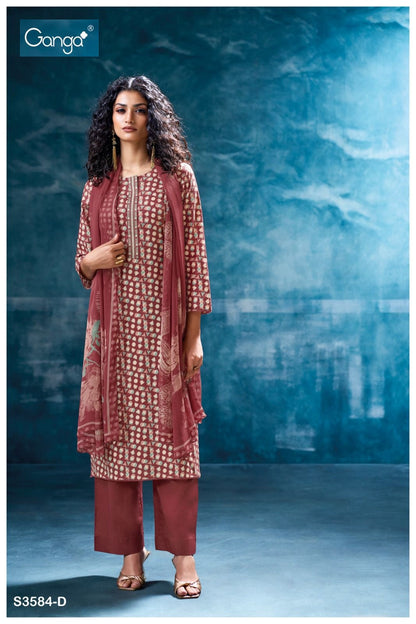 Nivritti 3584 Ganga Premium Cotton Pant Style Suits Supplier India