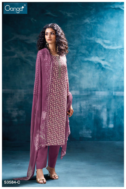 Nivritti 3584 Ganga Premium Cotton Pant Style Suits Supplier India