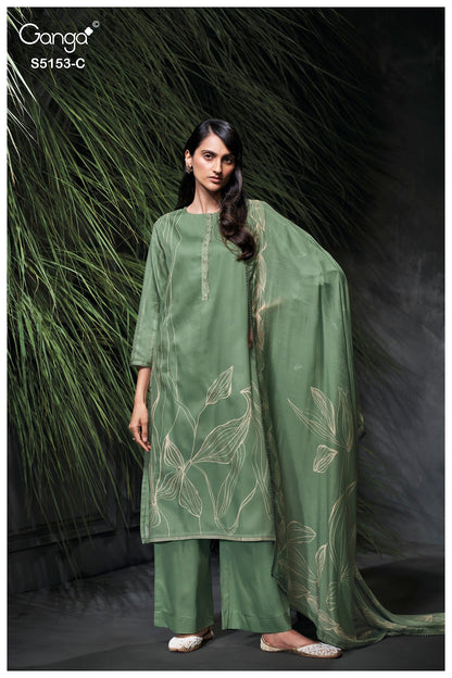 Nivya S5153 Ganga Cotton Satin Pant Style Suits Wholesaler Gujarat