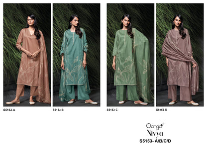 Nivya S5153 Ganga Cotton Satin Pant Style Suits Wholesaler Gujarat
