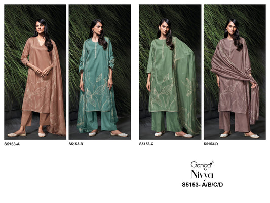 Nivya S5153 Ganga Cotton Satin Pant Style Suits Wholesaler Gujarat