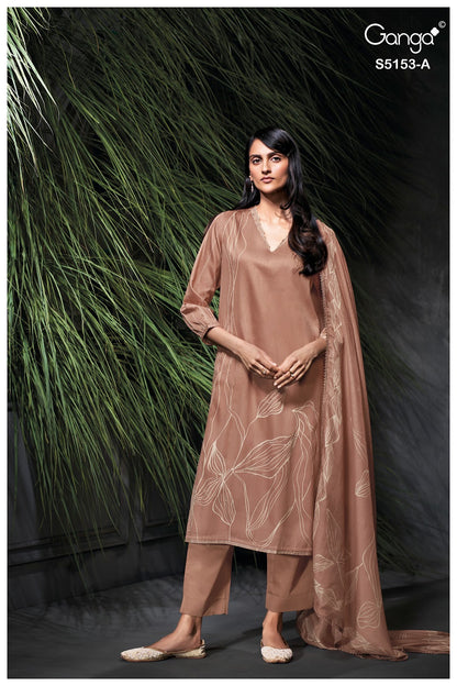 Nivya S5153 Ganga Cotton Satin Pant Style Suits Wholesaler Gujarat