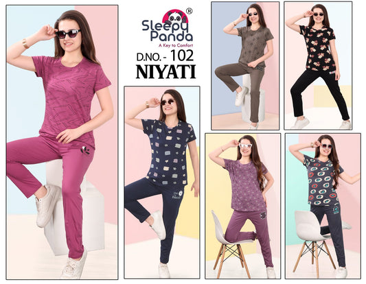 Niyati 102 Sleepy Panda Hosiery Cotton Pyjama Night Suits Wholesaler Ahmedabad