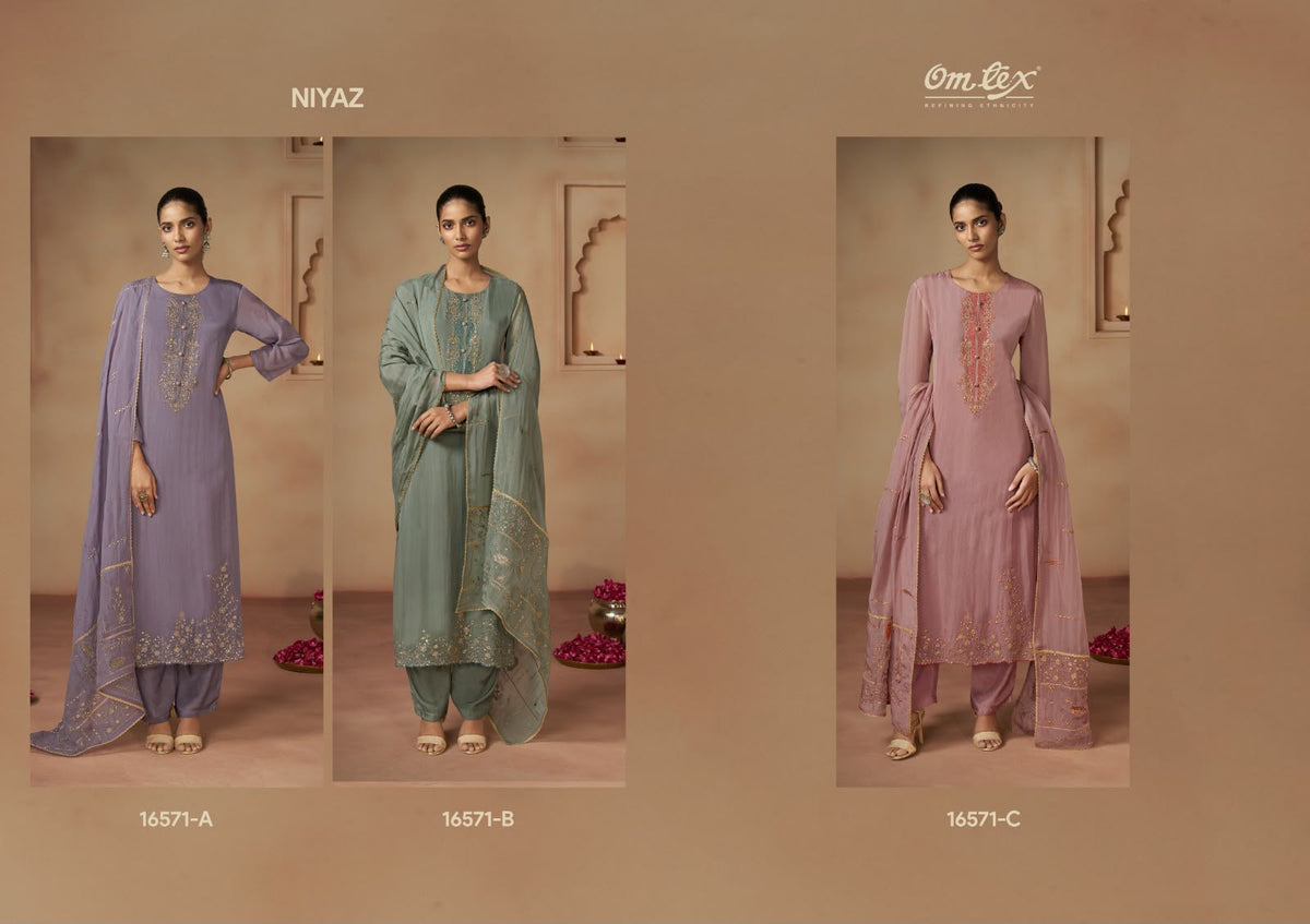 Niyaz Omtex Organza Pant Style Suits Manufacturer Gujarat