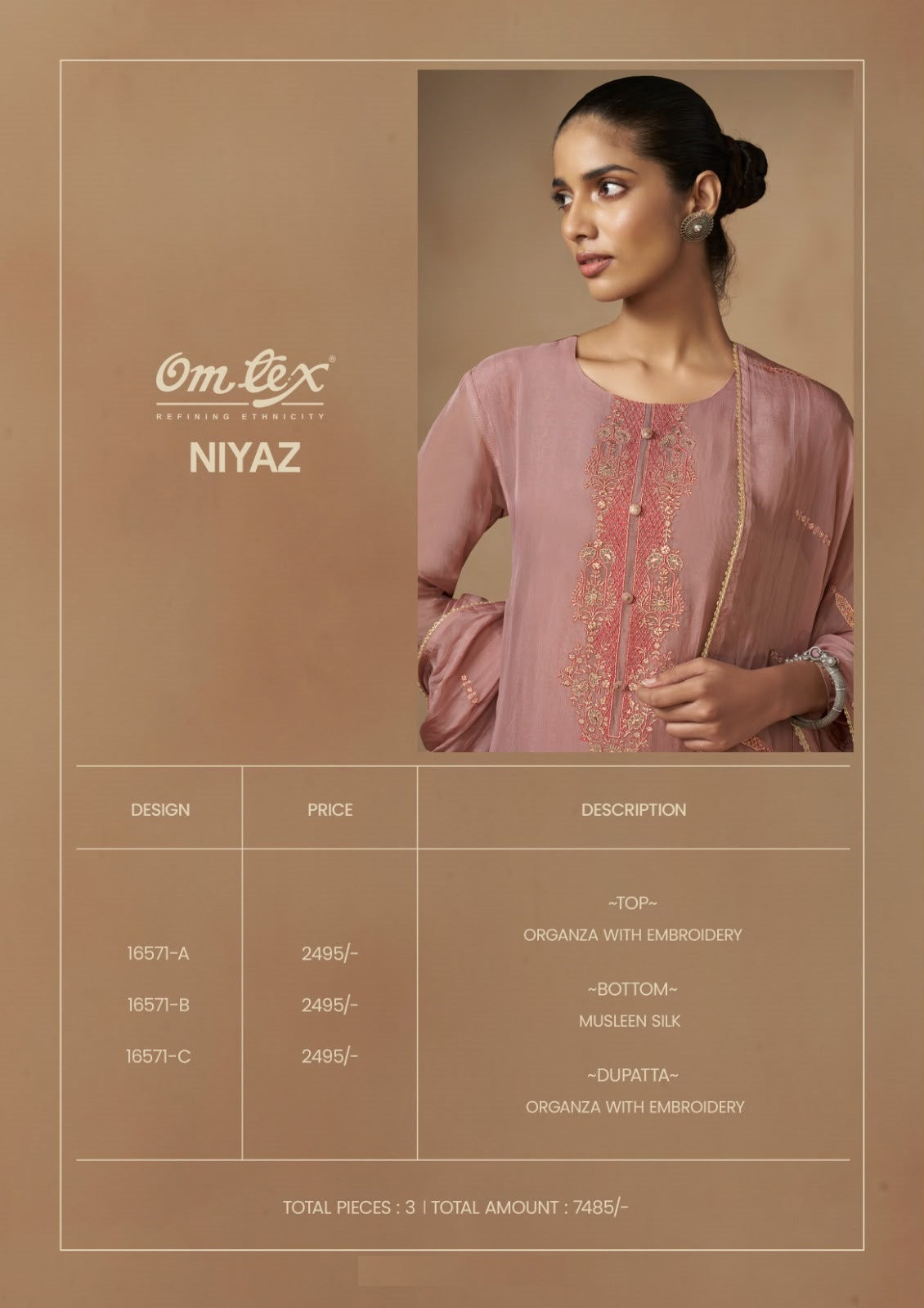 Niyaz Omtex Organza Pant Style Suits Manufacturer Gujarat