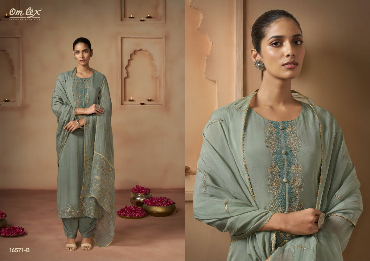 Niyaz Omtex Organza Pant Style Suits Manufacturer Gujarat