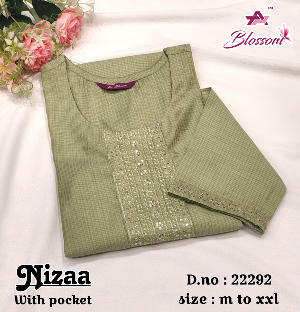 Nizaa Blossom Jnx Straight Cut Kurtis Supplier Gujarat