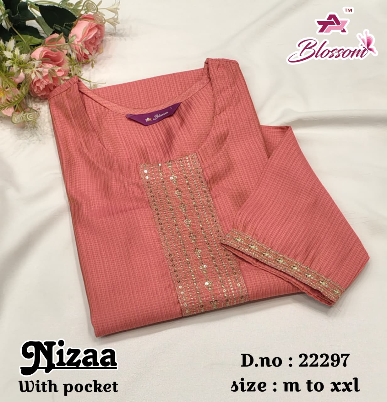 Nizaa Blossom Jnx Straight Cut Kurtis Supplier Gujarat