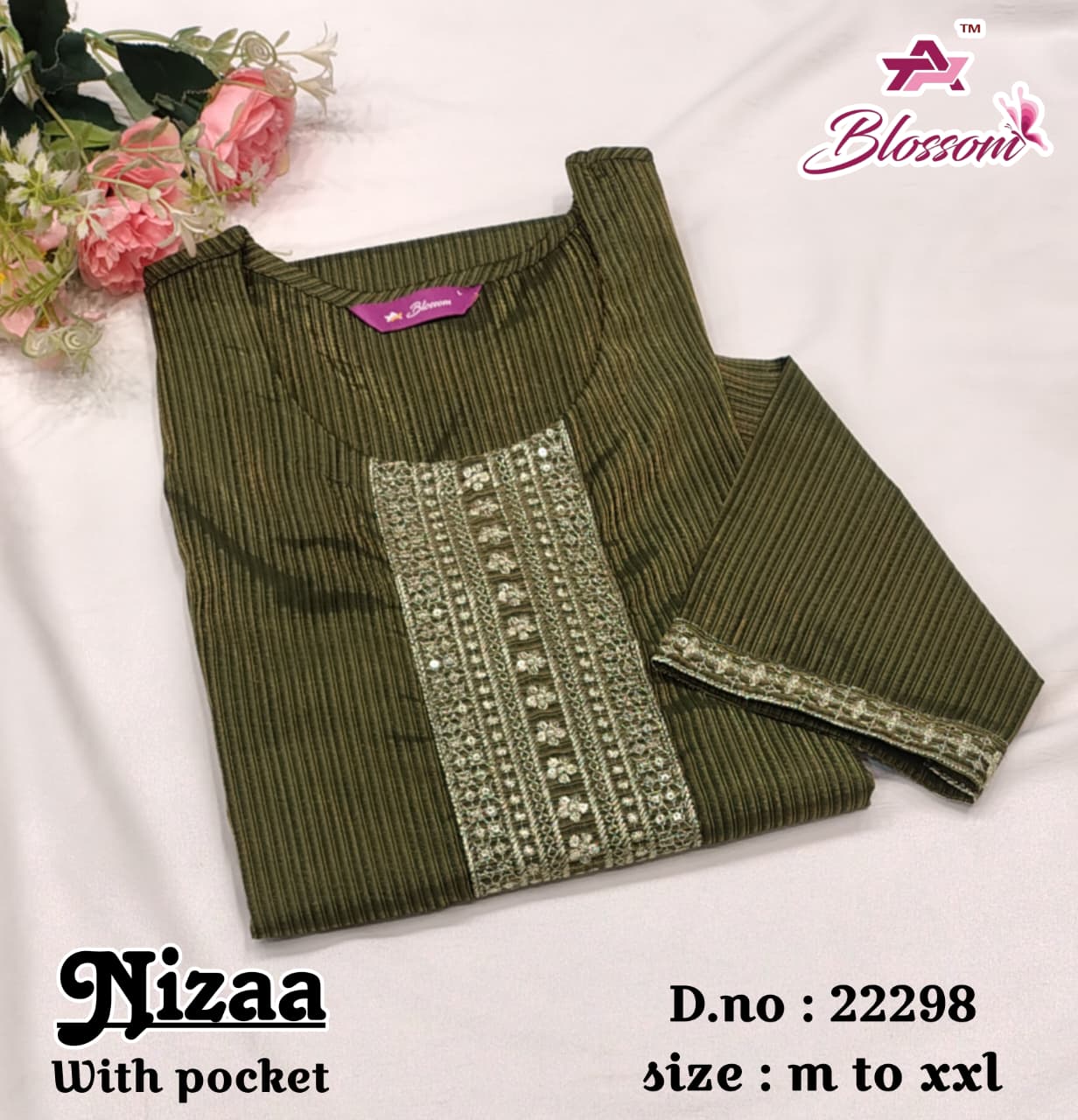 Nizaa Blossom Jnx Straight Cut Kurtis Supplier Gujarat