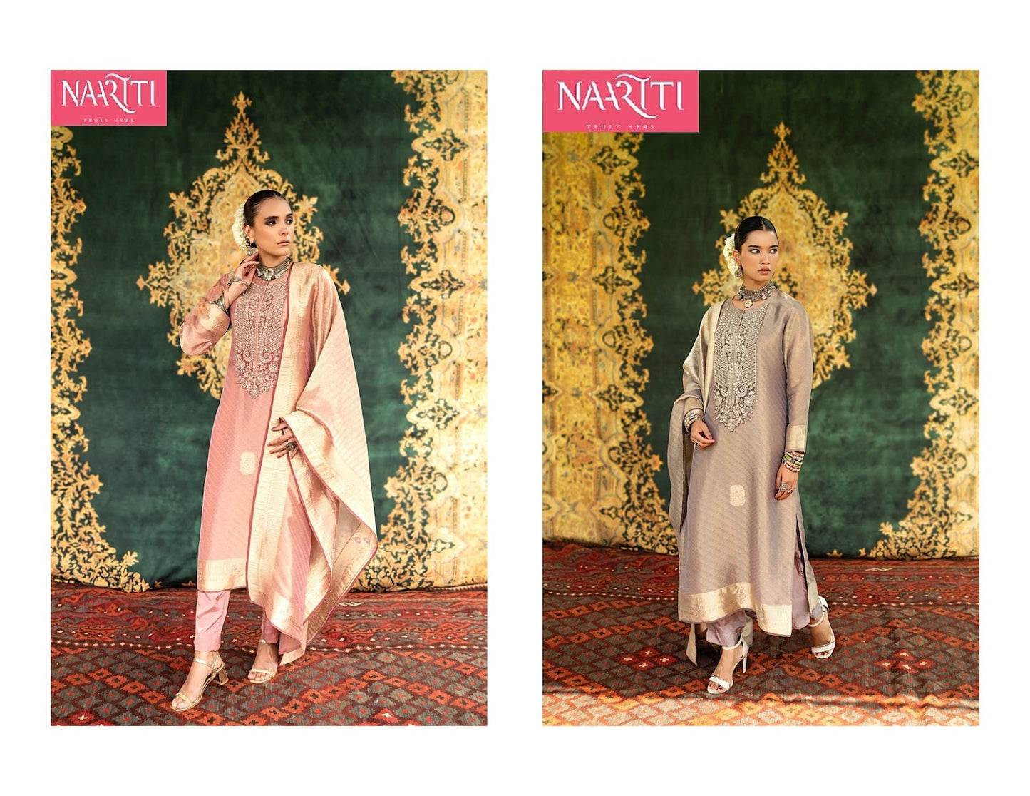 Nizaam Naariti Silk Jacquard Pant Style Suits Supplier India