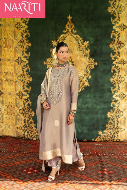 Nizaam Naariti Silk Jacquard Pant Style Suits Supplier India