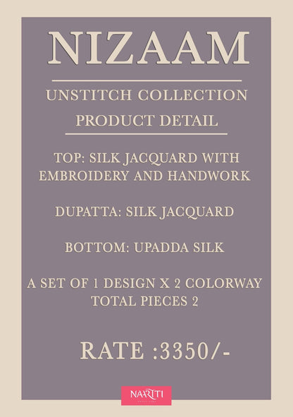 Nizaam Naariti Silk Jacquard Pant Style Suits Supplier India