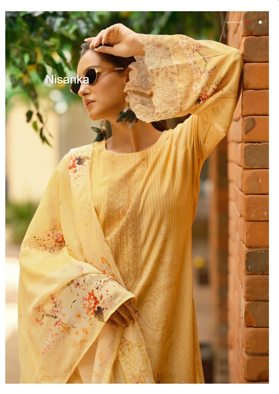 Nizaam Nisanka Lawn Cotton Karachi Salwar Suits Manufacturer Ahmedabad