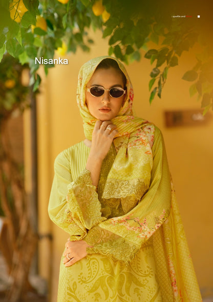 Nizaam Nisanka Lawn Cotton Karachi Salwar Suits Manufacturer Ahmedabad