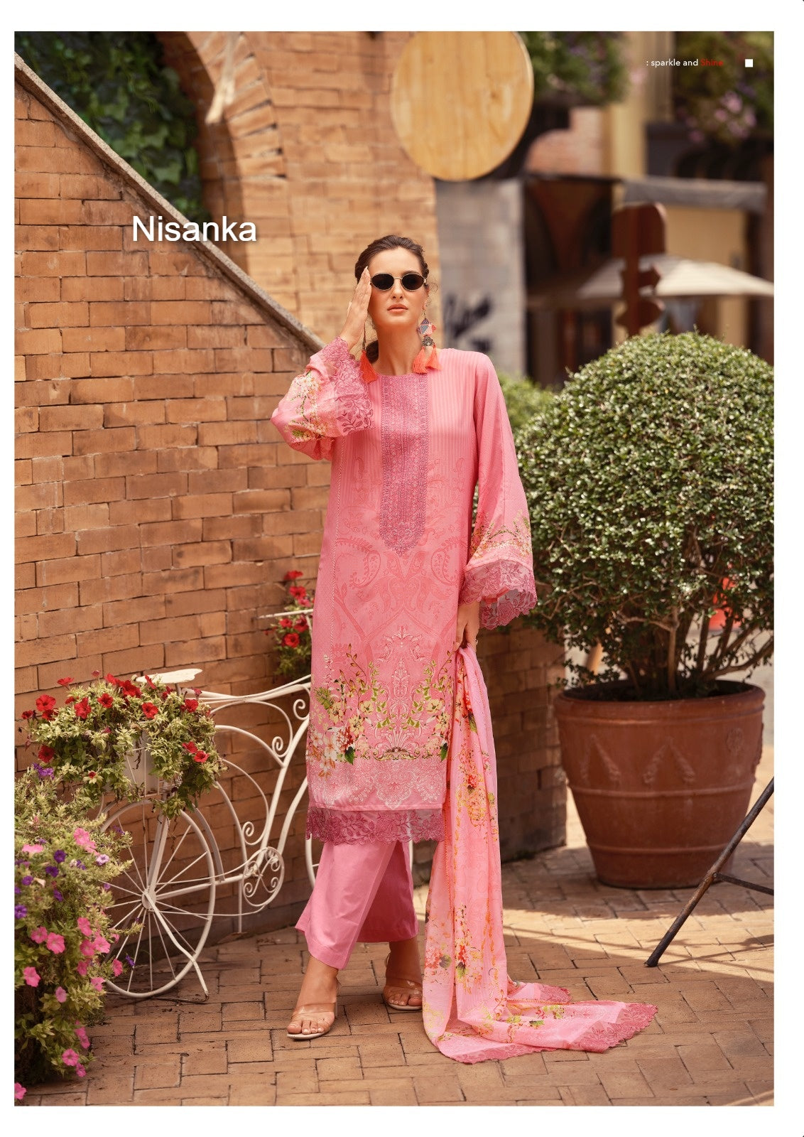 Nizaam Nisanka Lawn Cotton Karachi Salwar Suits Manufacturer Ahmedabad
