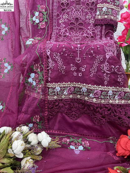 Nj-57Ab Noor Jahan Organza Pakistani Salwar Suits Manufacturer