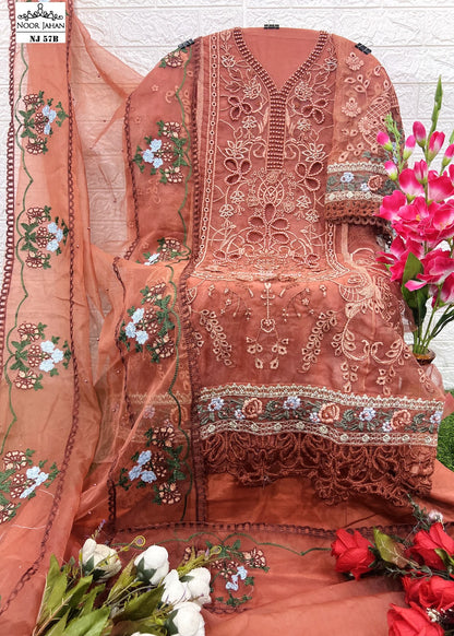 Nj-57Ab Noor Jahan Organza Pakistani Salwar Suits Manufacturer