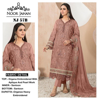 Nj-57Ab Noor Jahan Organza Pakistani Salwar Suits Manufacturer