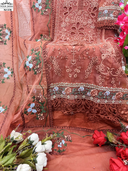 Nj-57Ab Noor Jahan Organza Pakistani Salwar Suits Manufacturer