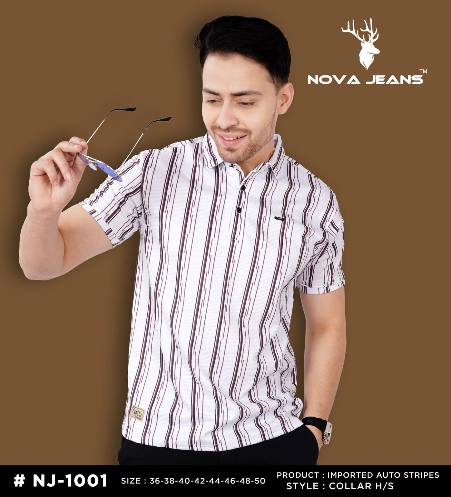 Nj 1001 Nova Jeans Auto Stripes Mens Tshirts Wholesaler India