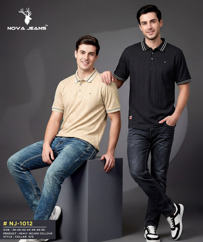 Nj 1012 Nova Jeans Jacquard Mens Tshirts Supplier Ahmedabad