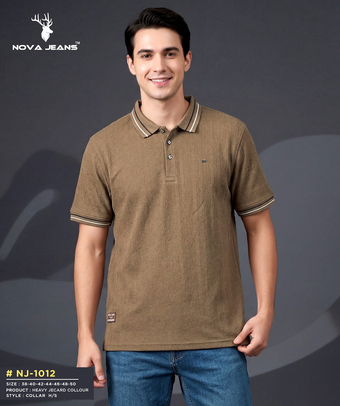 Nj 1012 Nova Jeans Jacquard Mens Tshirts Supplier Ahmedabad