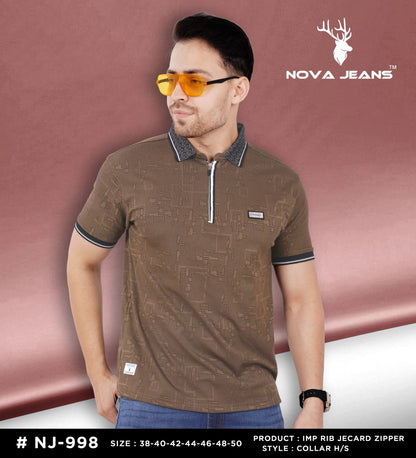 Nj 998 Nova Jeans Jacquard Mens Tshirts Supplier India