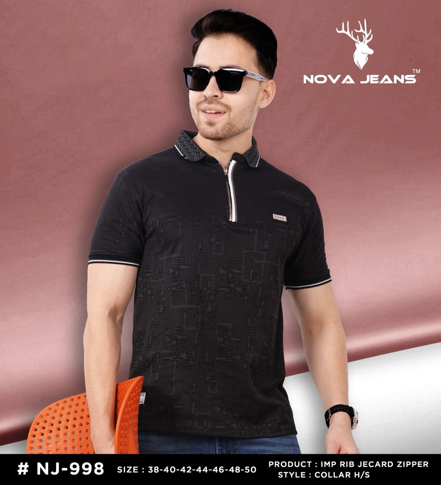 Nj 998 Nova Jeans Jacquard Mens Tshirts Supplier India