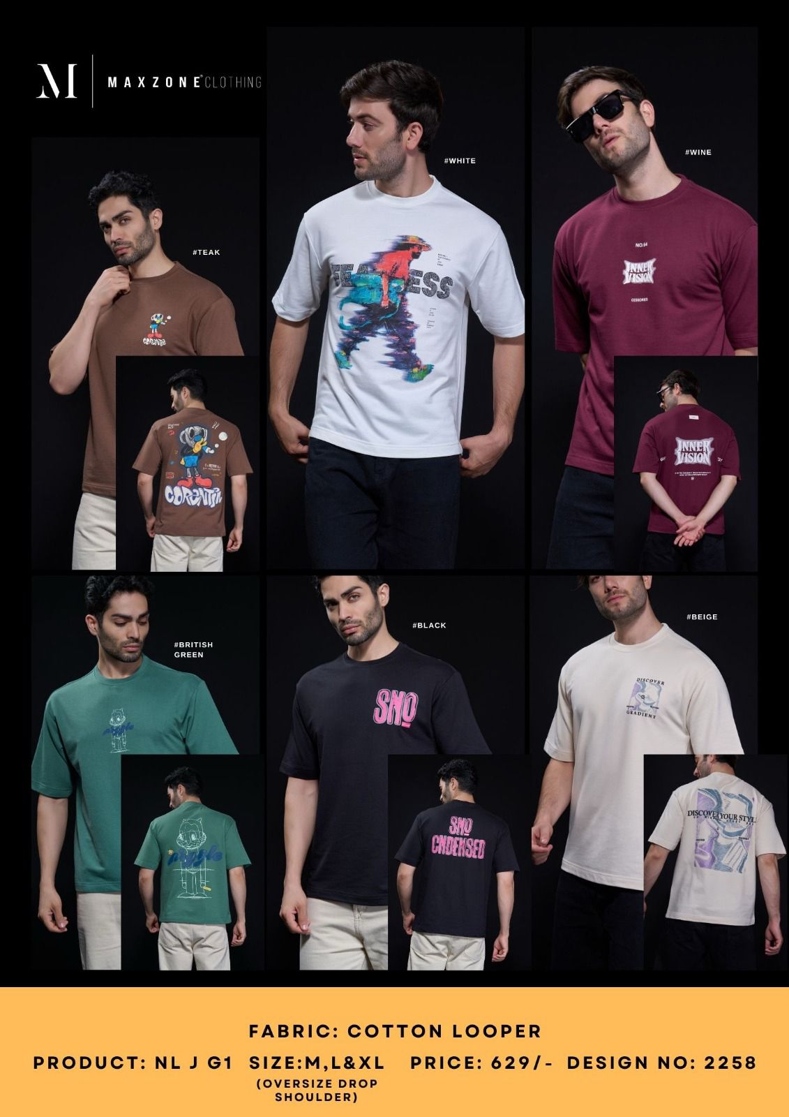 Nl J G1 Design 2258 Maxzone Clothing Cotton Looper Mens Tshirts Supplier Gujarat