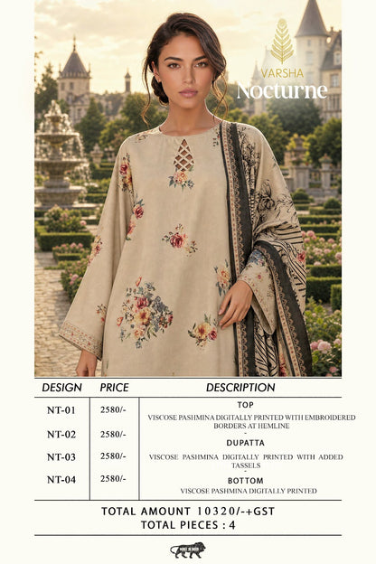 Nocturne Varshaa Viscose Pashmina Suits Wholesale Price