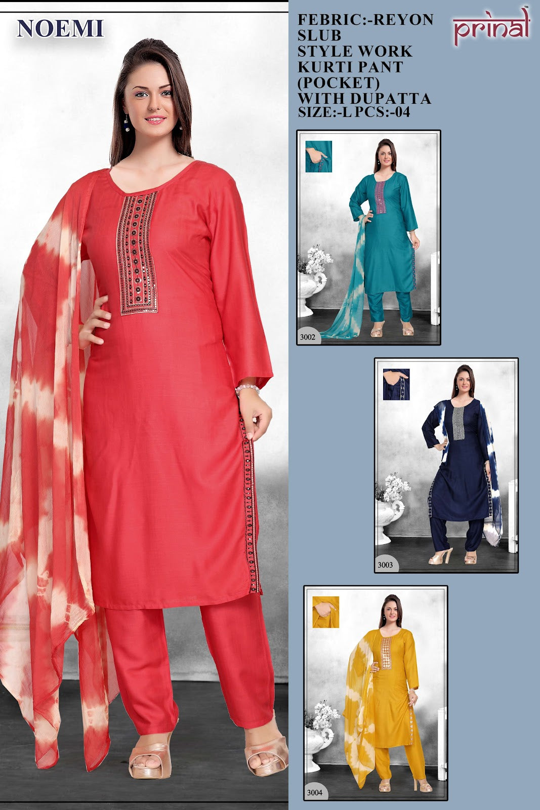 Noemi Prinal Reyon Readymade Pant Style Suits Supplier