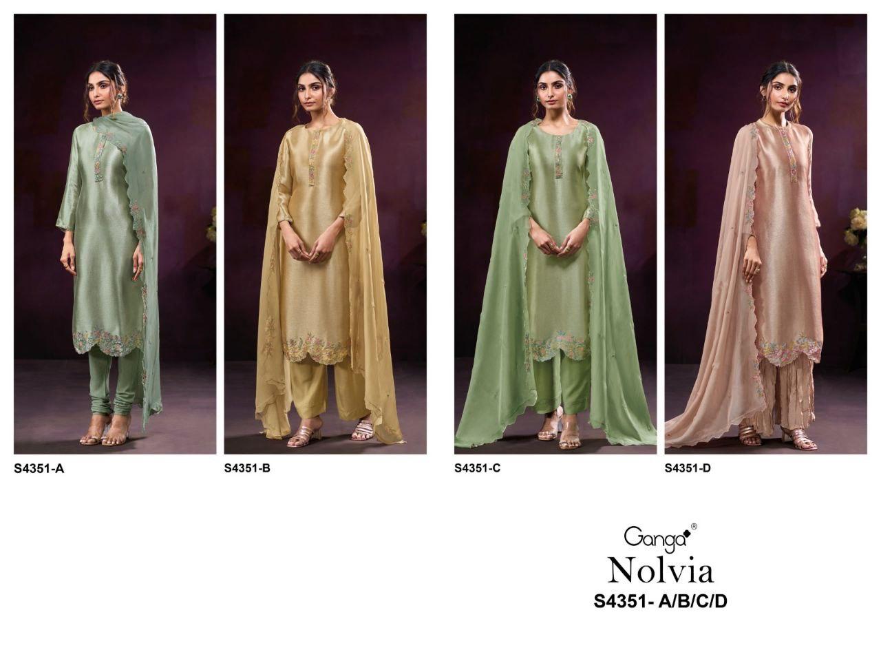 Nolvia 4351 Ganga Bemberg Silk Pant Style Suits Wholesale Rate