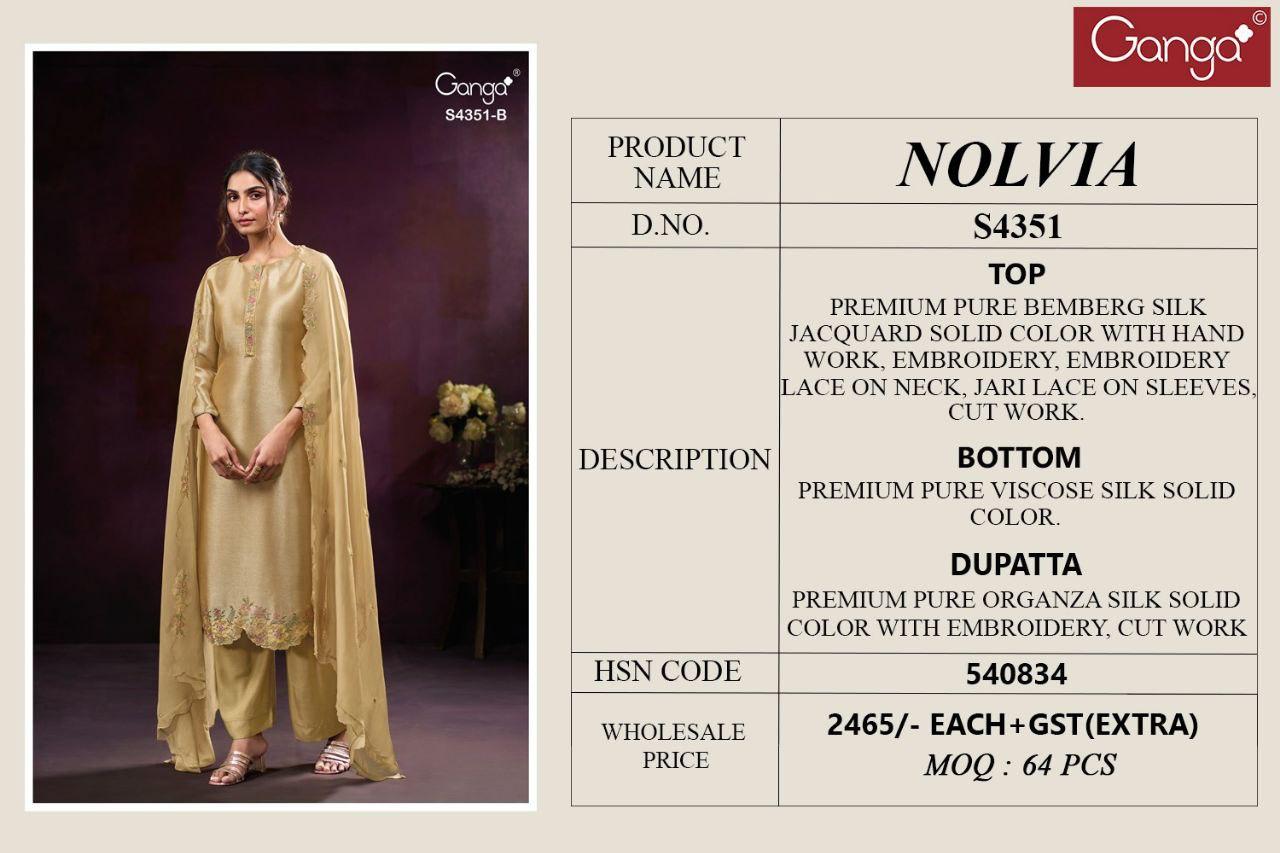Nolvia 4351 Ganga Bemberg Silk Pant Style Suits Wholesale Rate