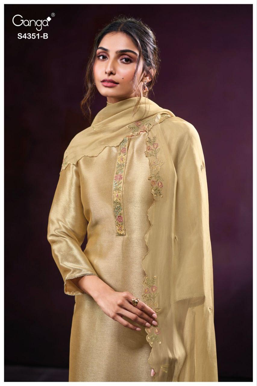 Nolvia 4351 Ganga Bemberg Silk Pant Style Suits Wholesale Rate
