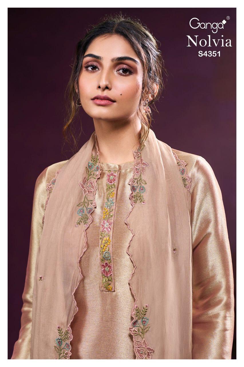 Nolvia 4351 Ganga Bemberg Silk Pant Style Suits Wholesale Rate