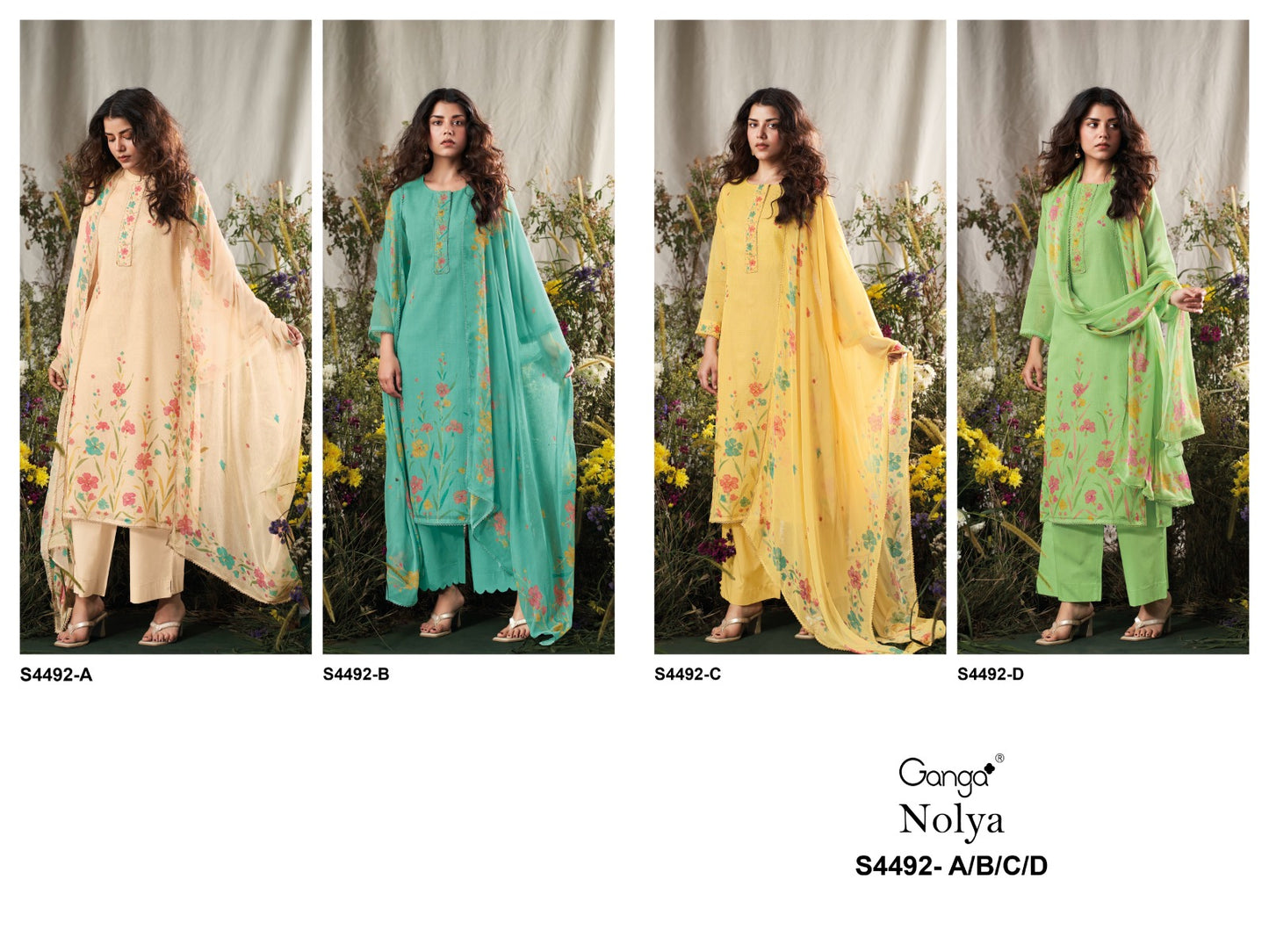 Nolya 4492 Ganga Bemberg Pant Style Suits Supplier Ahmedabad
