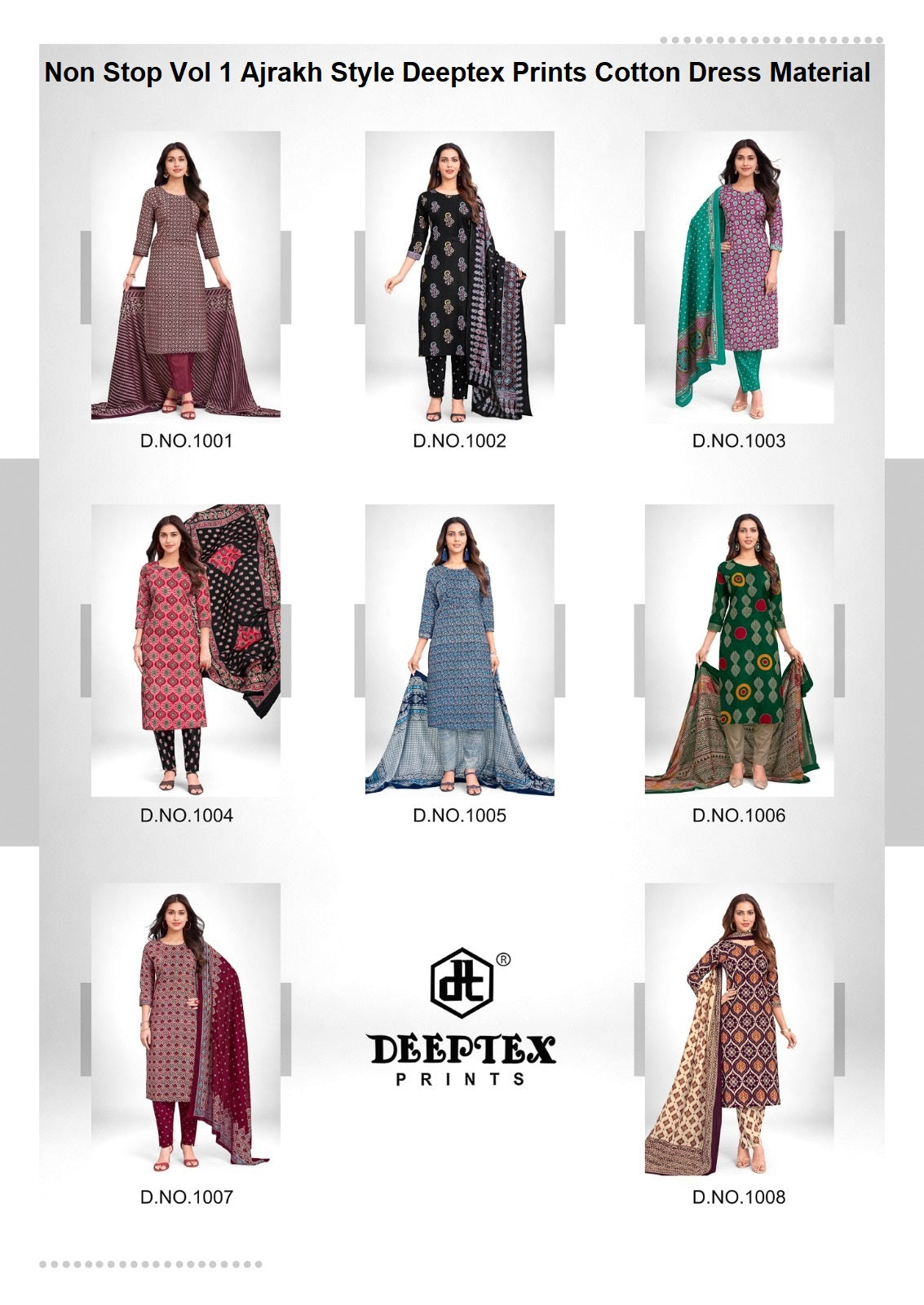 Non Stop Vol 1 Ajrakh Style Deeptex Prints Cotton Dress Material Exporter India