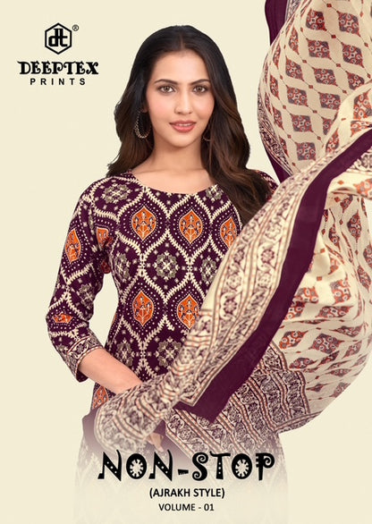 Non Stop Vol 1 Ajrakh Style Deeptex Prints Cotton Dress Material Exporter India