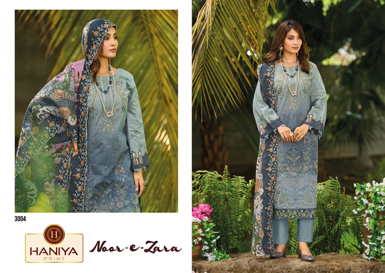 Noor-E-Zara Haniya Print Cotton Karachi Salwar Suits Exporter Gujarat