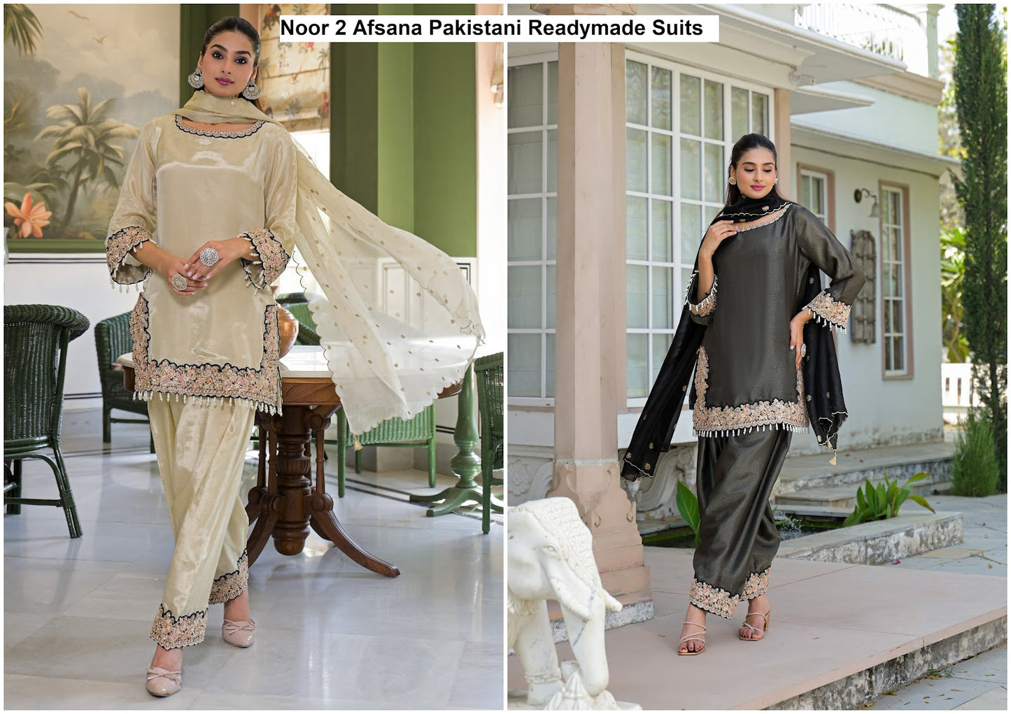 Noor 2 Afsana Tissue Pakistani Readymade Suits Supplier