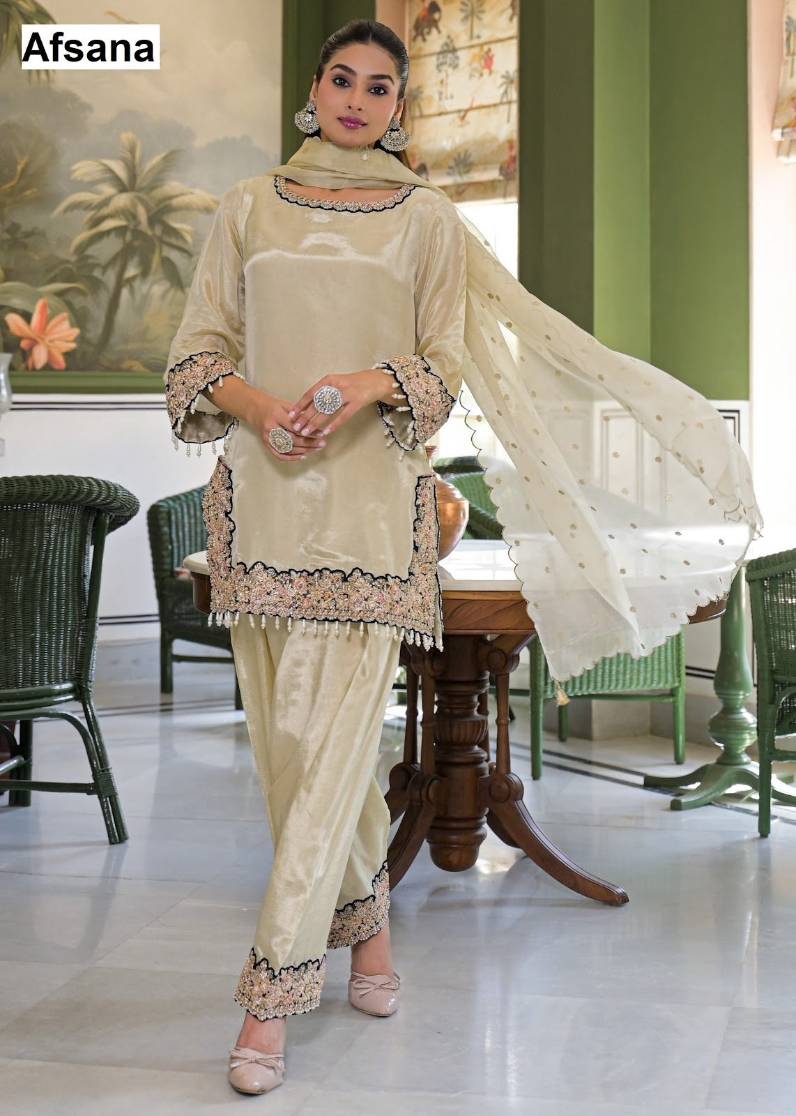 Noor 2 Afsana Tissue Pakistani Readymade Suits Supplier