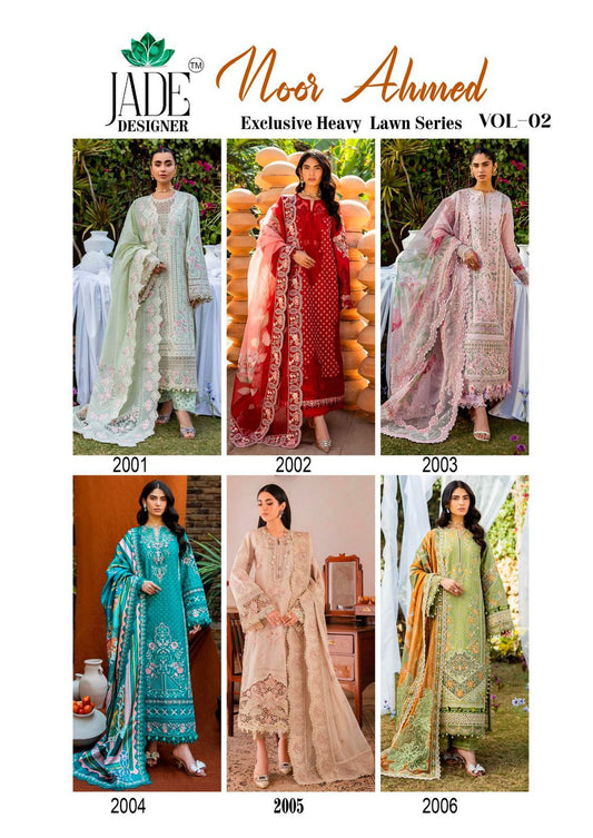 Noor Ahmed Vol 2 Exculsive Heavy Lawn Series Jade Designer Cotton Karachi Salwar Suits Exporter Ahmedabad
