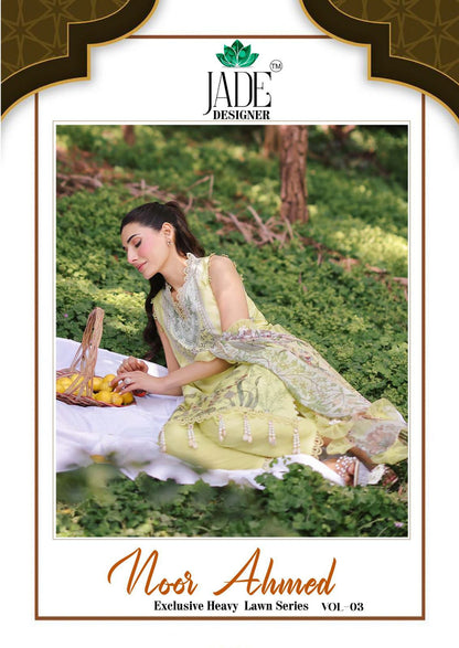 Noor Ahmed Vol 3 Exculsive Heavy Lawn Series Jade Designer Cotton Karachi Salwar Suits Exporter Gujarat