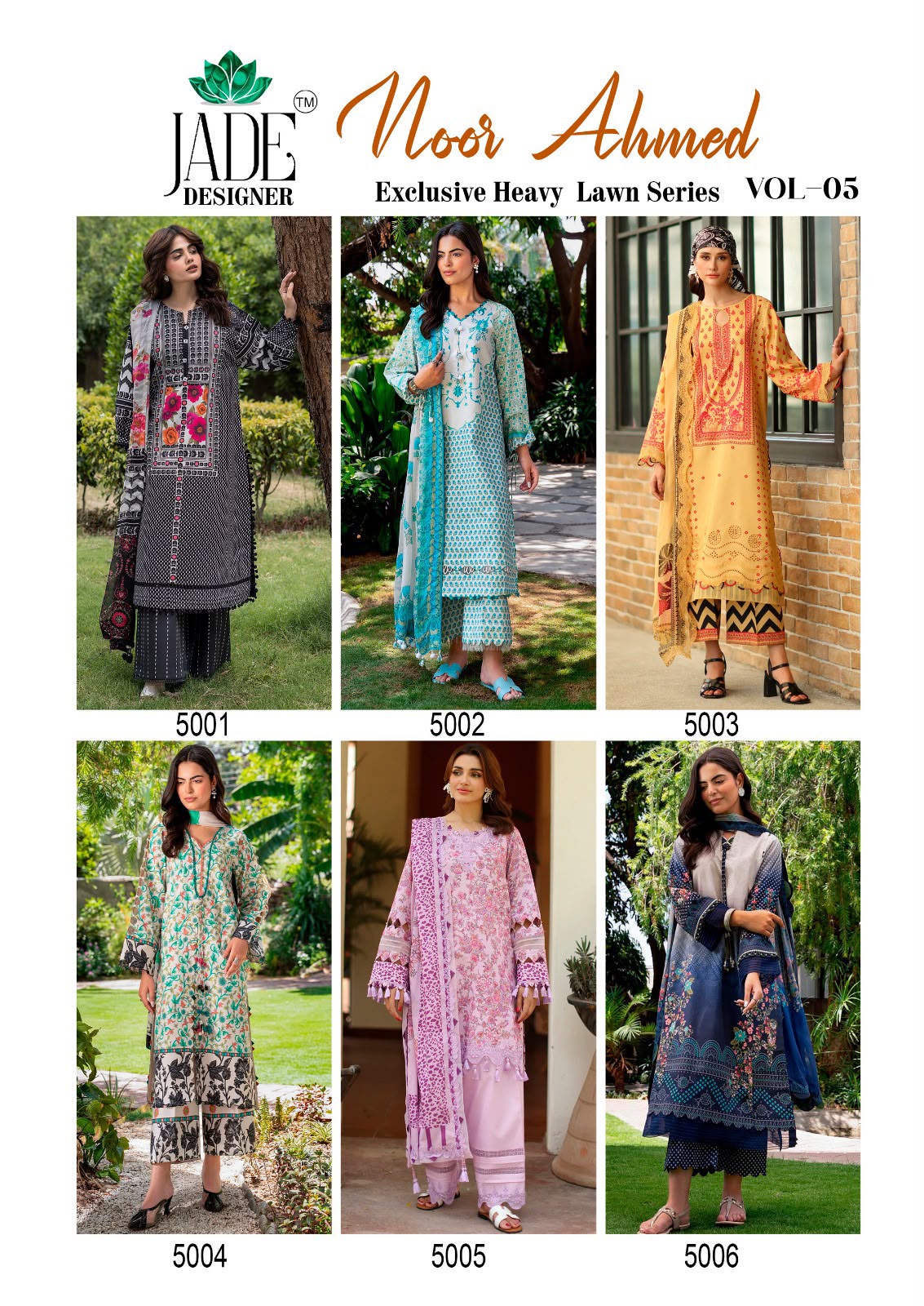 Noor Ahmed Vol 5 Jade Designer Lawn Cotton Karachi Salwar Suits Manufacturer