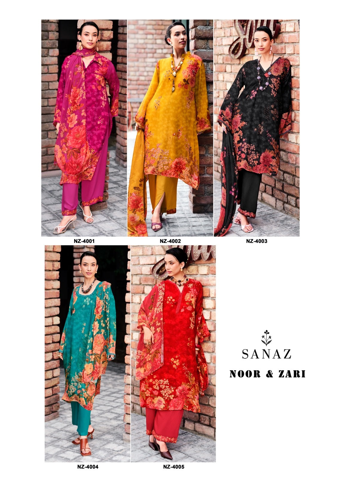 Noor And Zari Sanaz Viscose Crape Pant Style Suits Supplier Ahmedabad