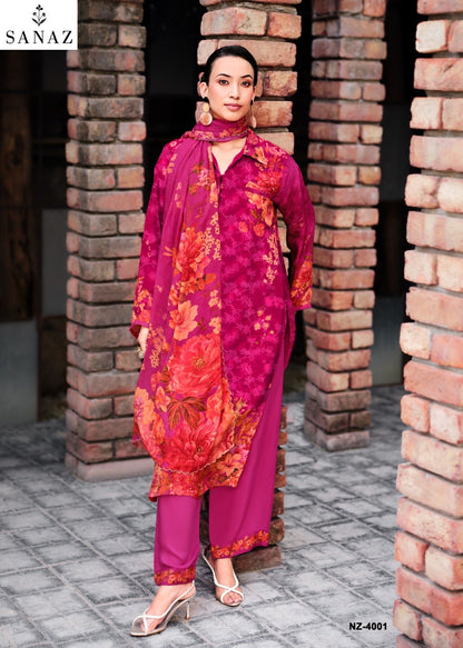 Noor And Zari Sanaz Viscose Crape Pant Style Suits Supplier Ahmedabad