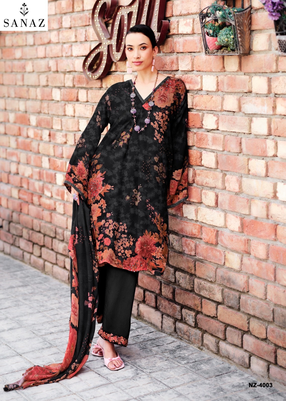 Noor And Zari Sanaz Viscose Crape Pant Style Suits Supplier Ahmedabad