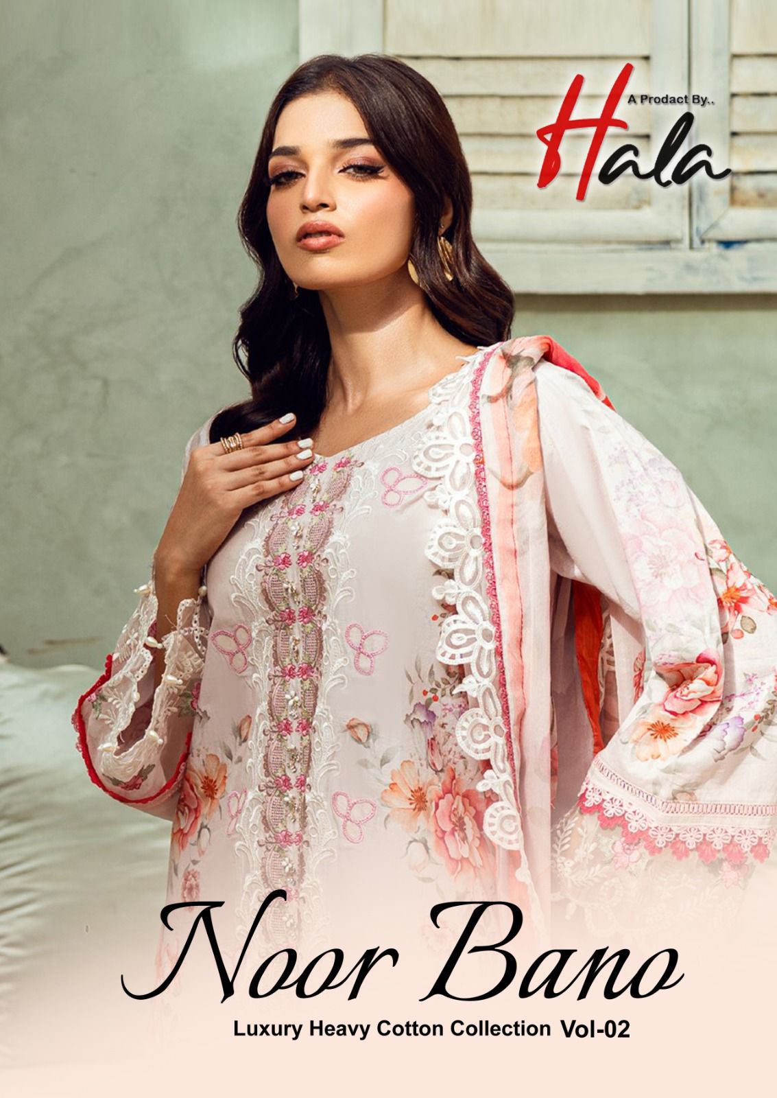 Noor Bano Vol 2 Luxury Heavy Cotton Collection Hala Lawn Karachi Salwar Suits Supplier India