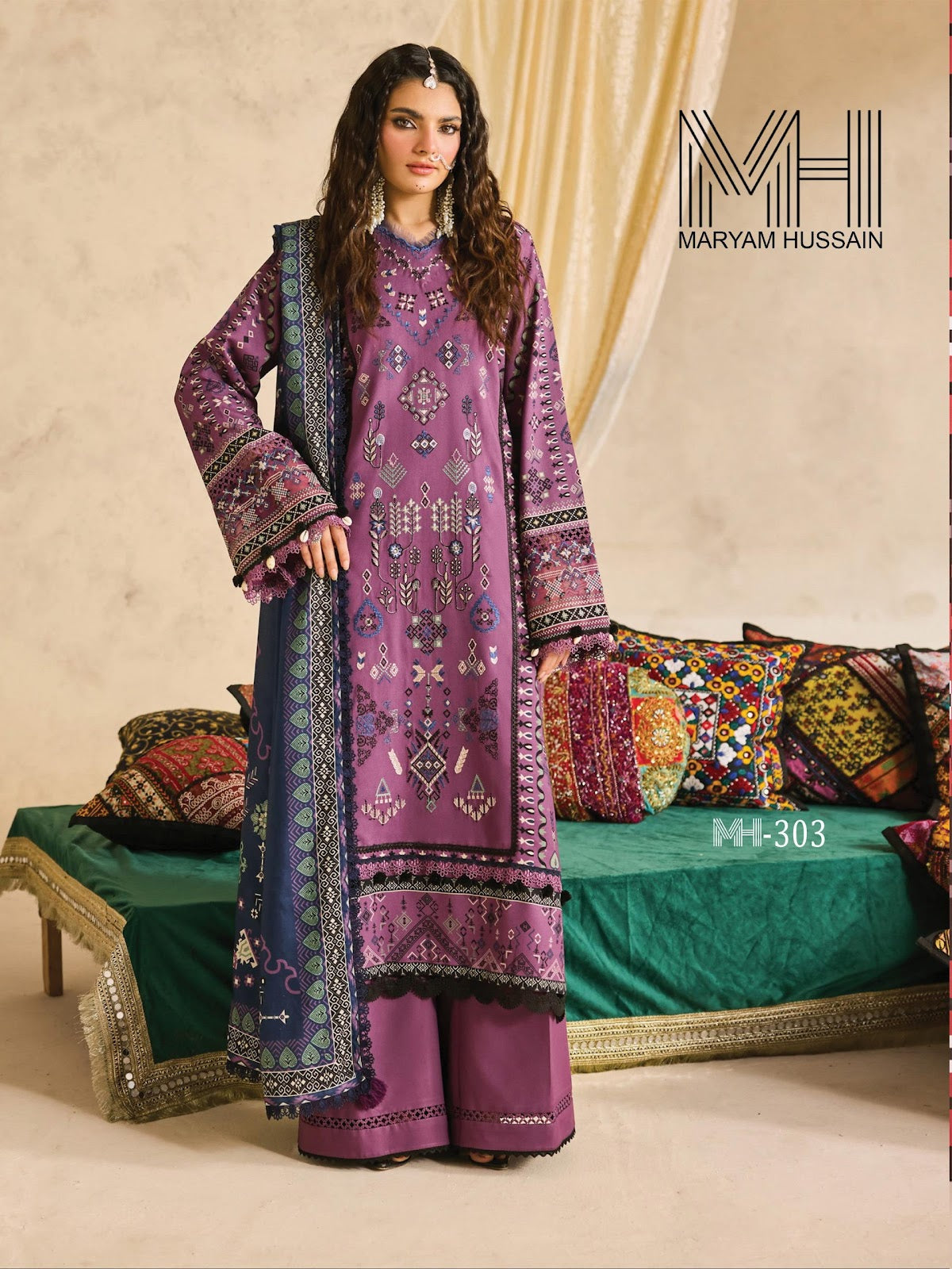 Noor E Kainat Vol 3 Maryam Hussain Mix Cotton Karachi Salwar Suits Exporter Ahmedabad