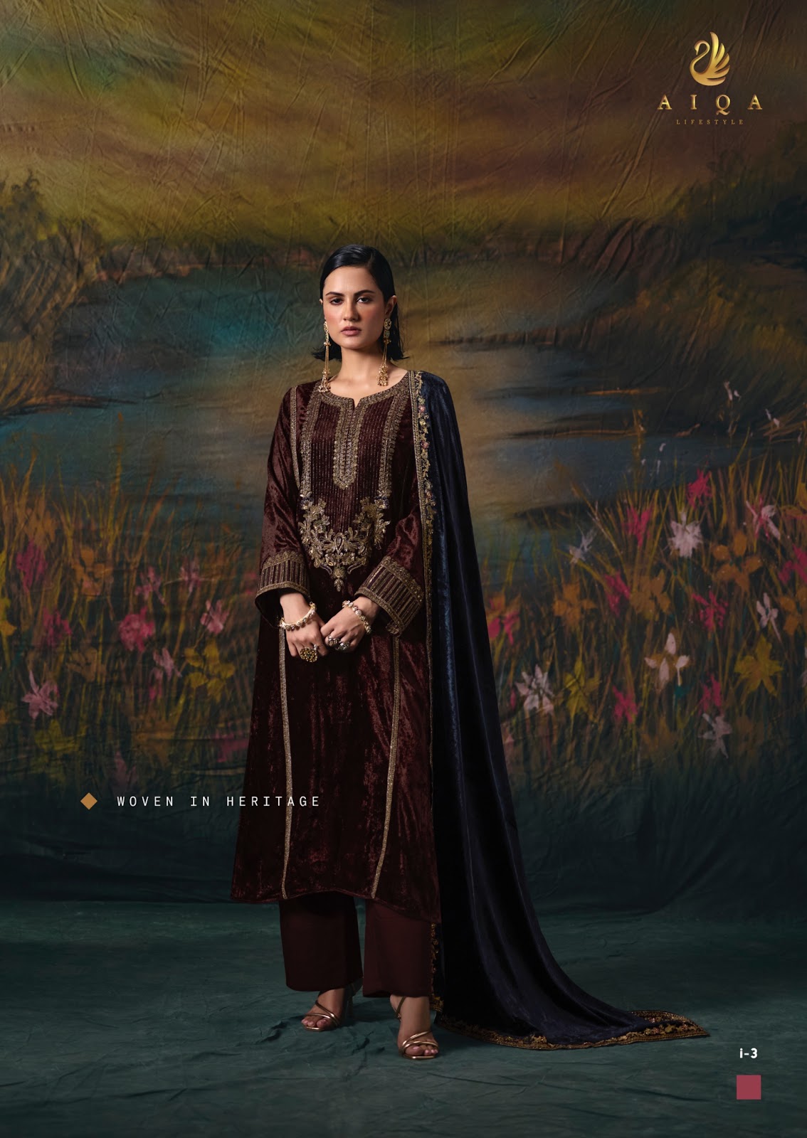Noor E Riwaaz Aiqa Viscose Velvet Suits Supplier Gujarat